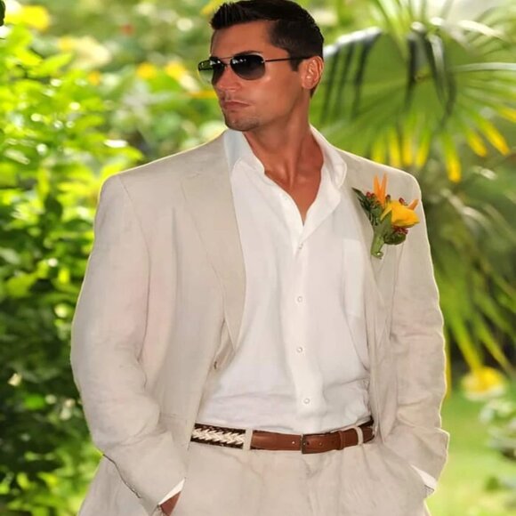 Linen Suit - Mens Summer Suits Natural ~ Sand ~ Light Tan...